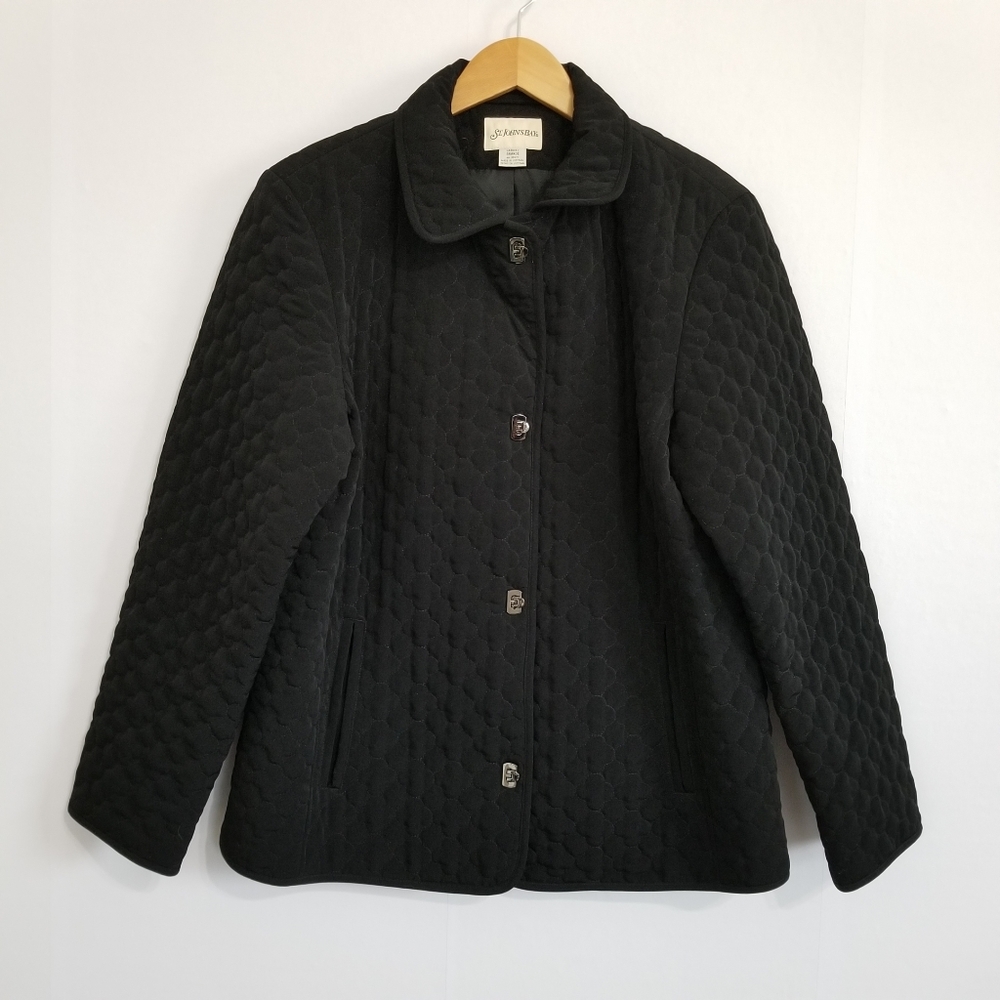 St. John's Bay Black Quilted Winter Jacket Size Large